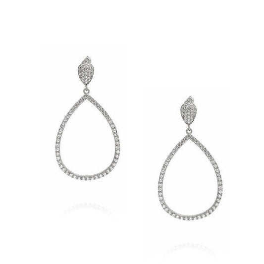 FANCY DROP EARRINGS | White Rhodium Plated