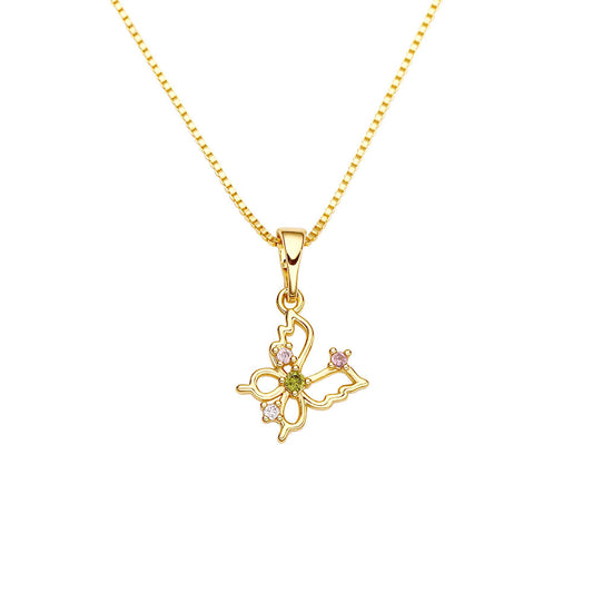 COLORFUL SMALL BUTTERFLY NECKLACE | 18K Gold Plated