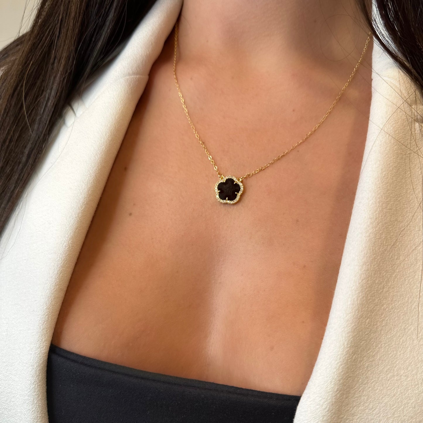 PARIS AGATE FLOWER NECKLACE | 18K Gold Plated