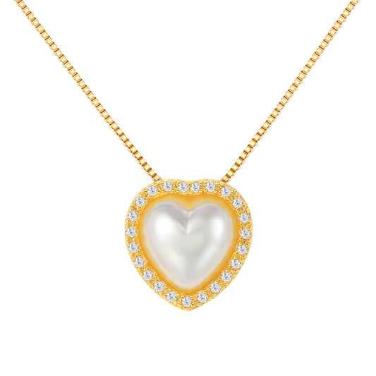 PEARL HEART NECKLACE | 18K Gold Plated