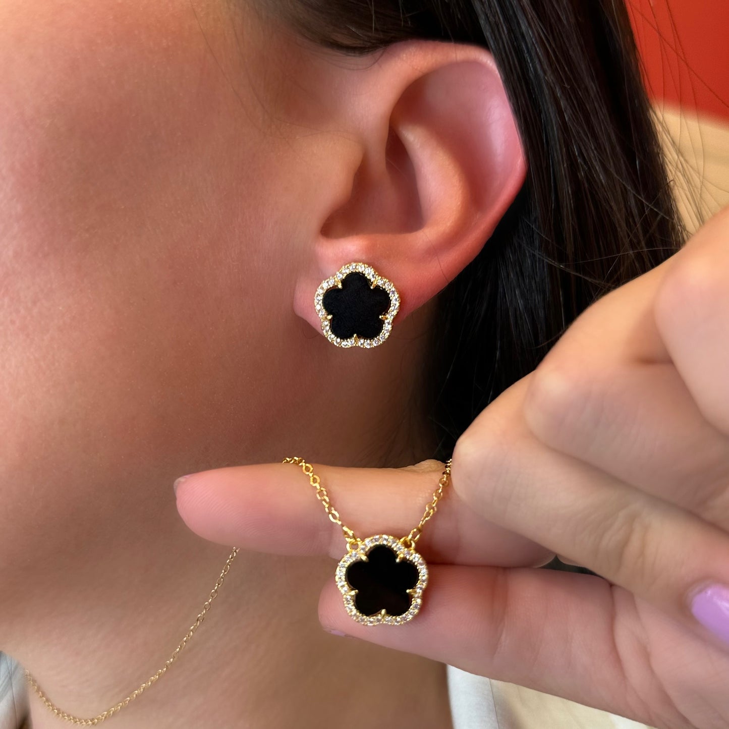 PARIS AGATE FLOWER EARRINGS | 18K Gold Plated