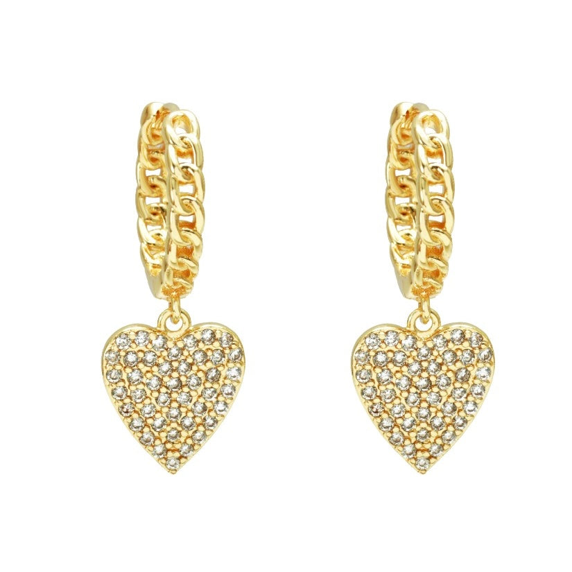 HEARTS & LINKS HOOPS EARRINGS | 18K Gold Plated