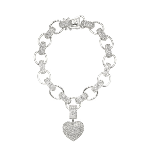 QUEEN HEART BRACELET | White Rhodium Plated