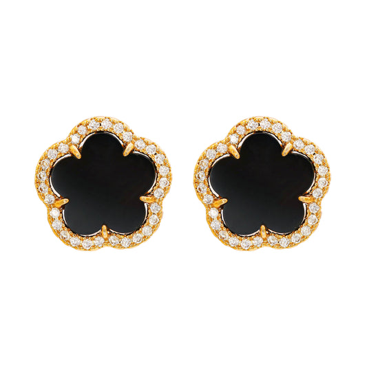 PARIS AGATE FLOWER EARRINGS | 18K Gold Plated