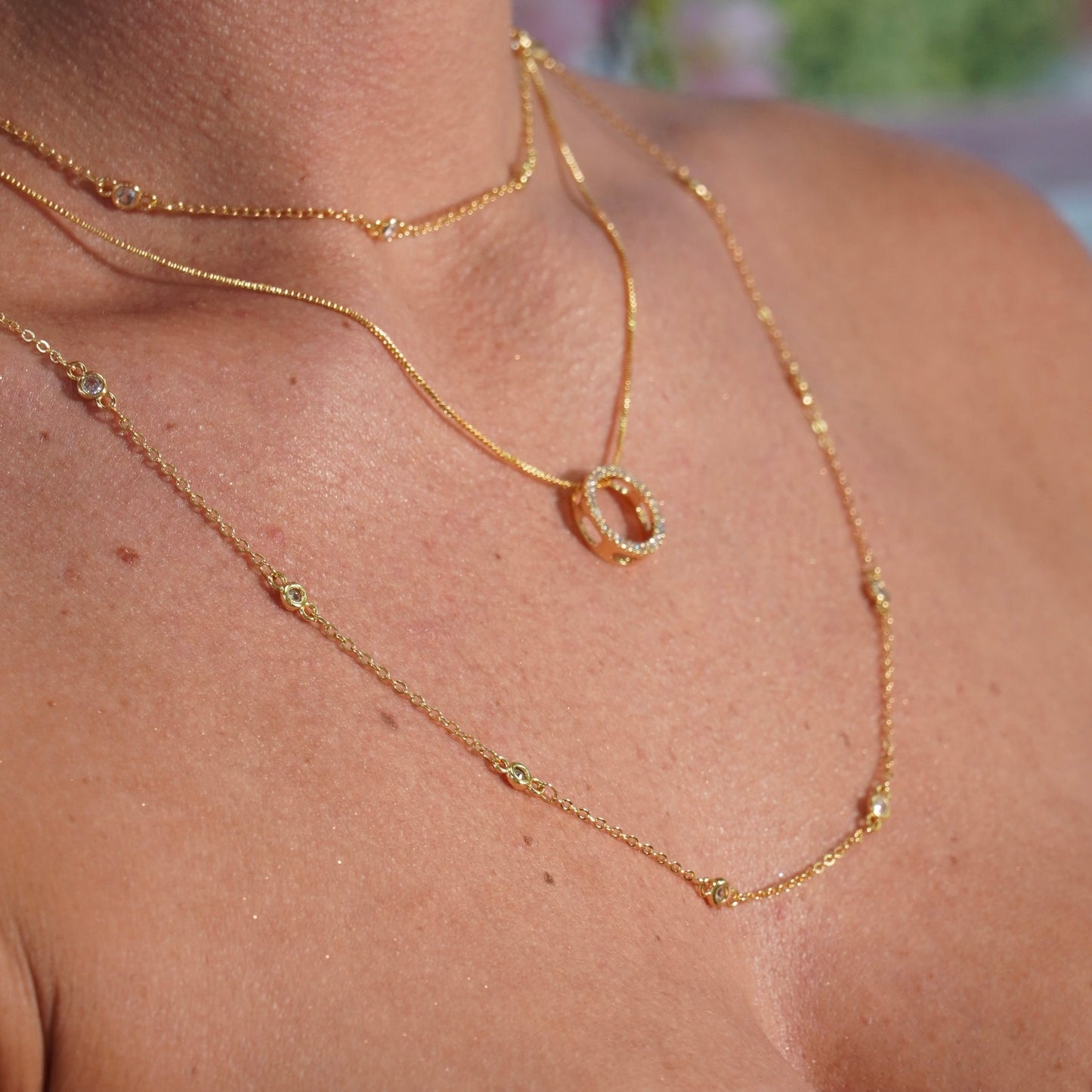 CIRCLE STUDDED NECKLACE | 18K Gold Plated