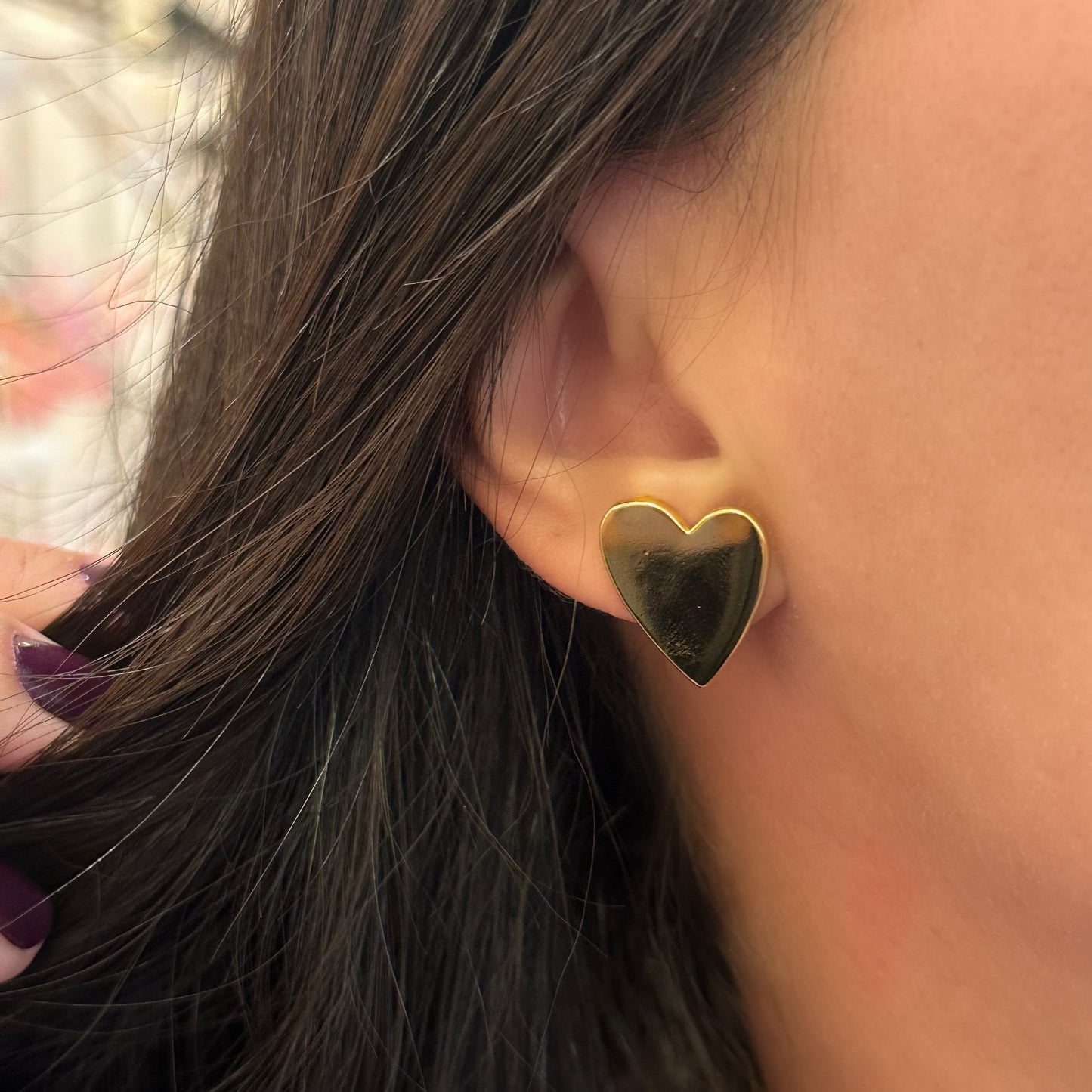 LOVELY HEART BIG EARRINGS | Double 18K Gold Plated