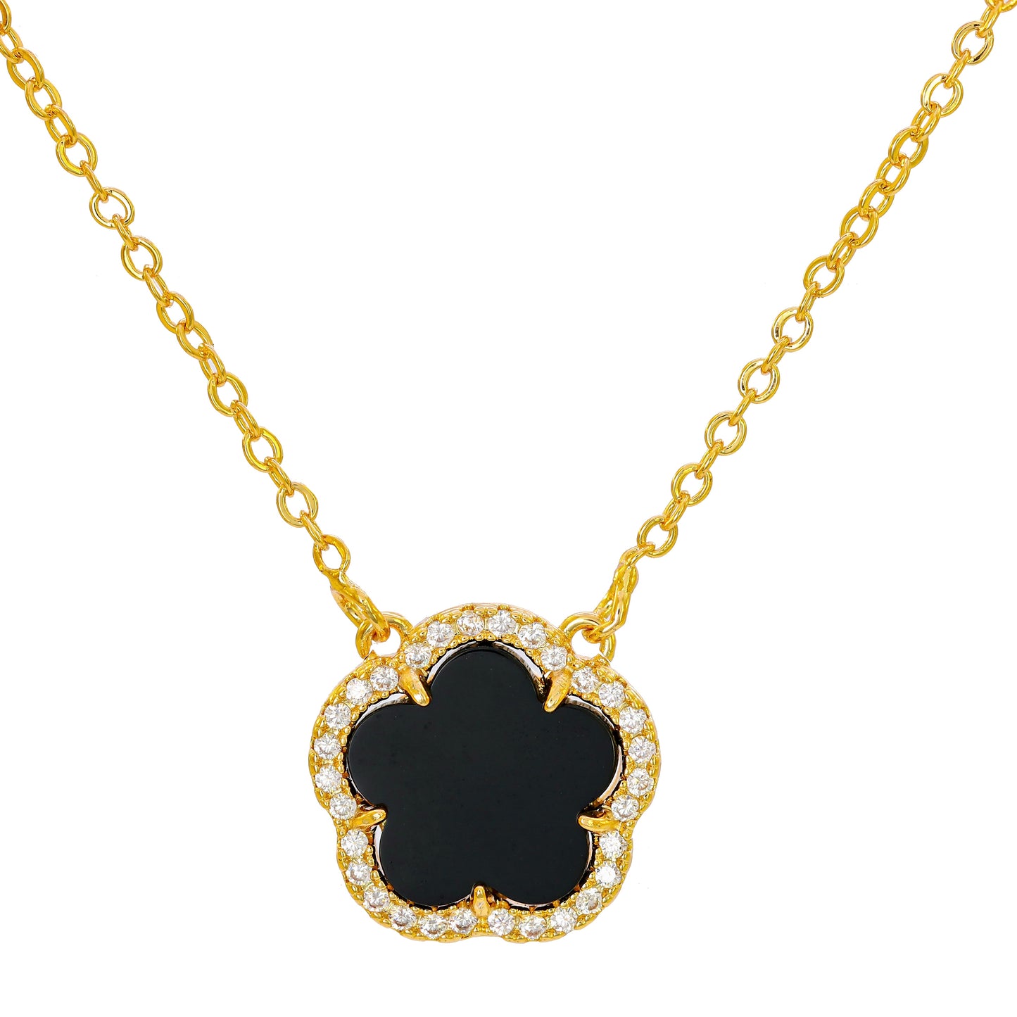 PARIS AGATE FLOWER NECKLACE | 18K Gold Plated