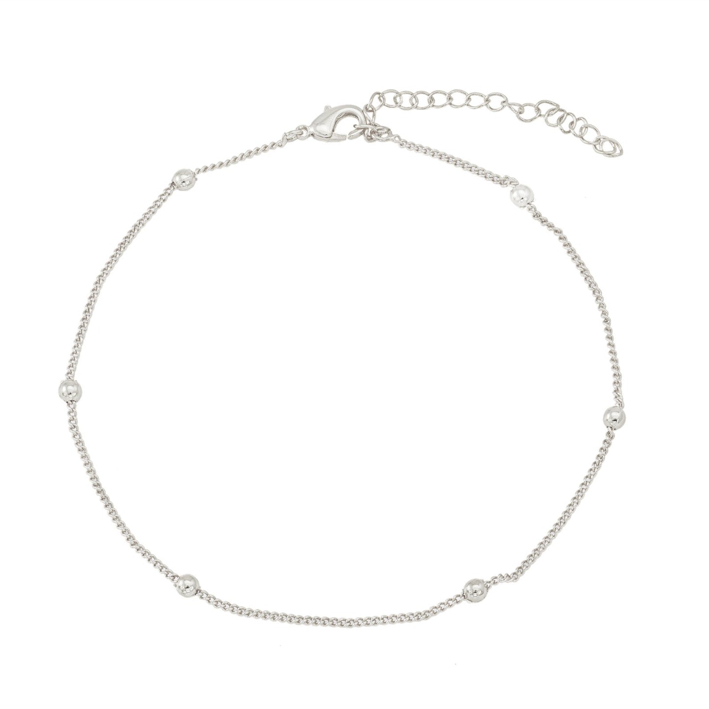 LITTLE BALLS ANKLET | White Rhodium Plated - DIY