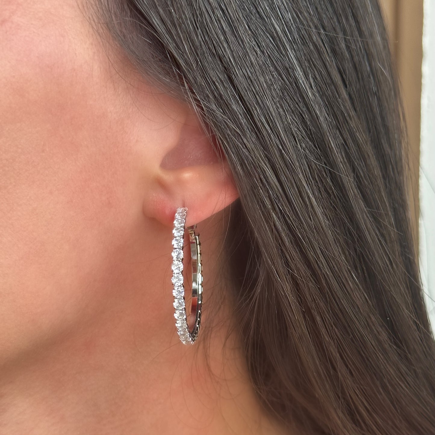 GLAM HOOPS EARRINGS | White Rhodium Plated