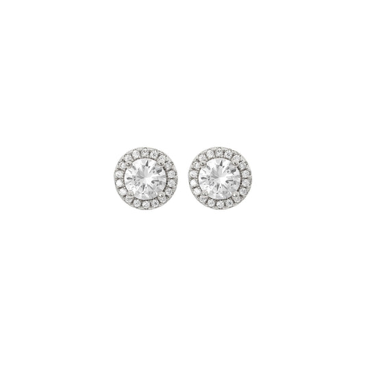 FANCY STUD EARRINGS | White Rhodium Plated