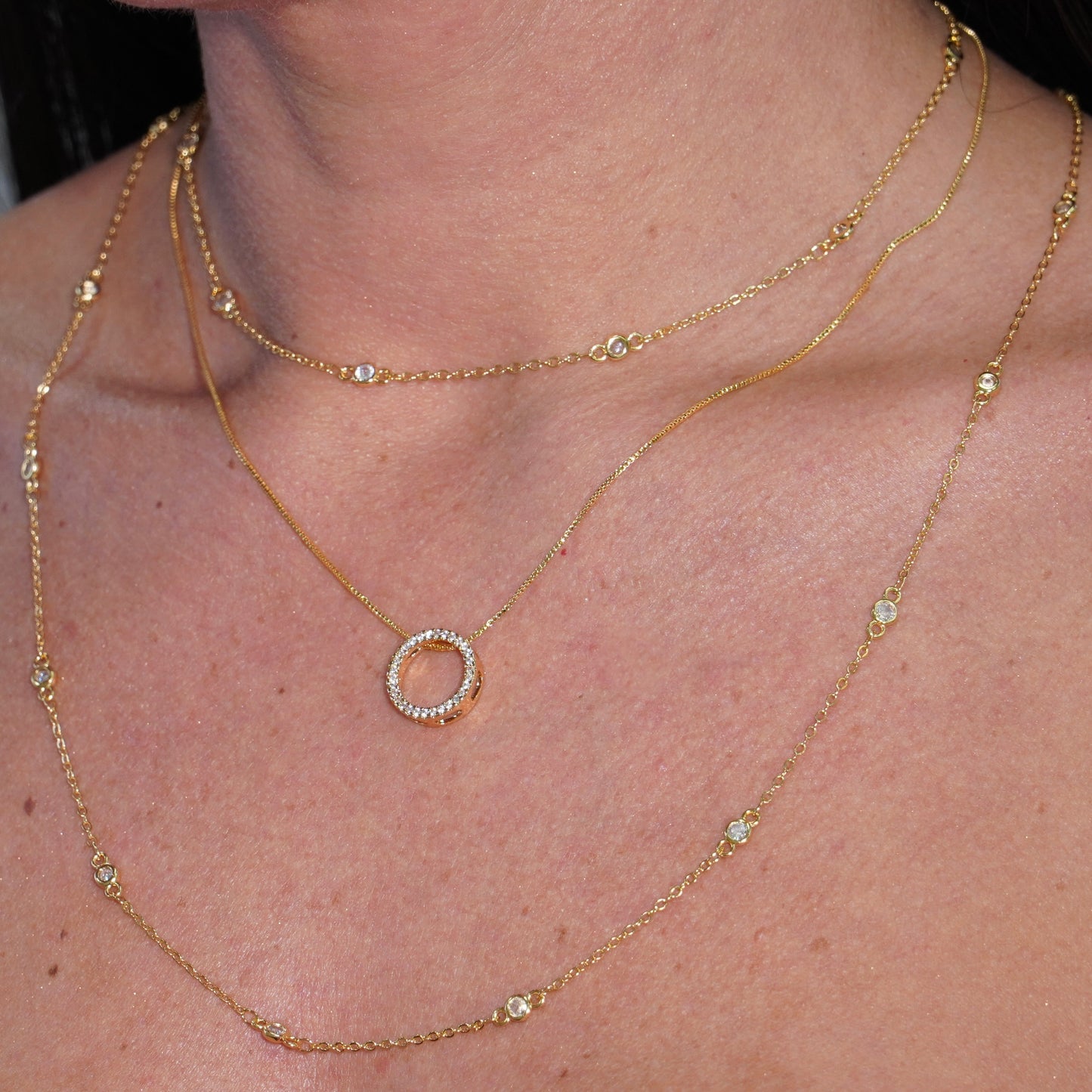 CIRCLE STUDDED NECKLACE | 18K Gold Plated