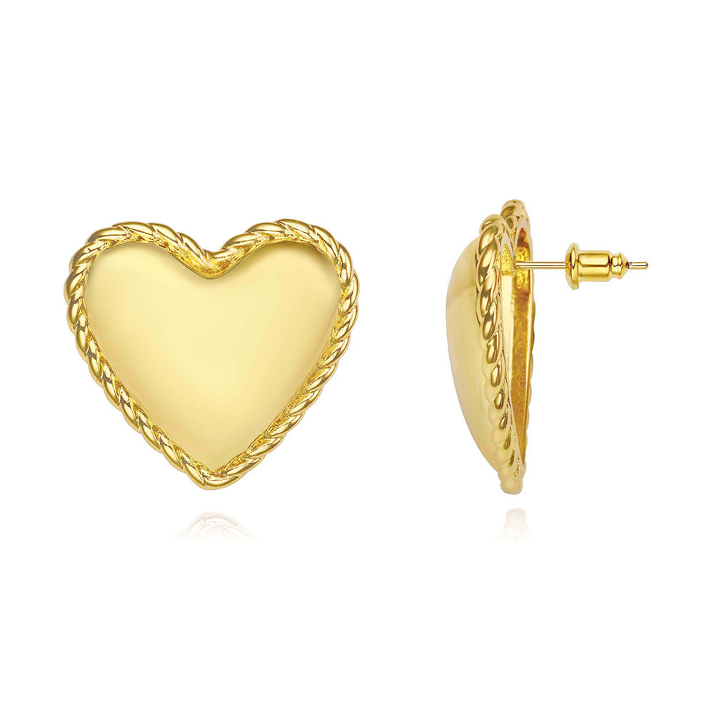 BIG SMOOTH HEART EARRINGS | 18K Gold Plated