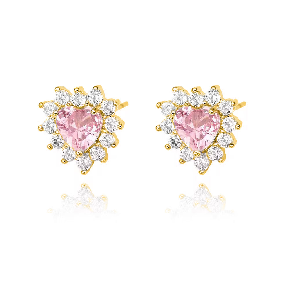 PINK HEART SET | Double 18K Gold Plated