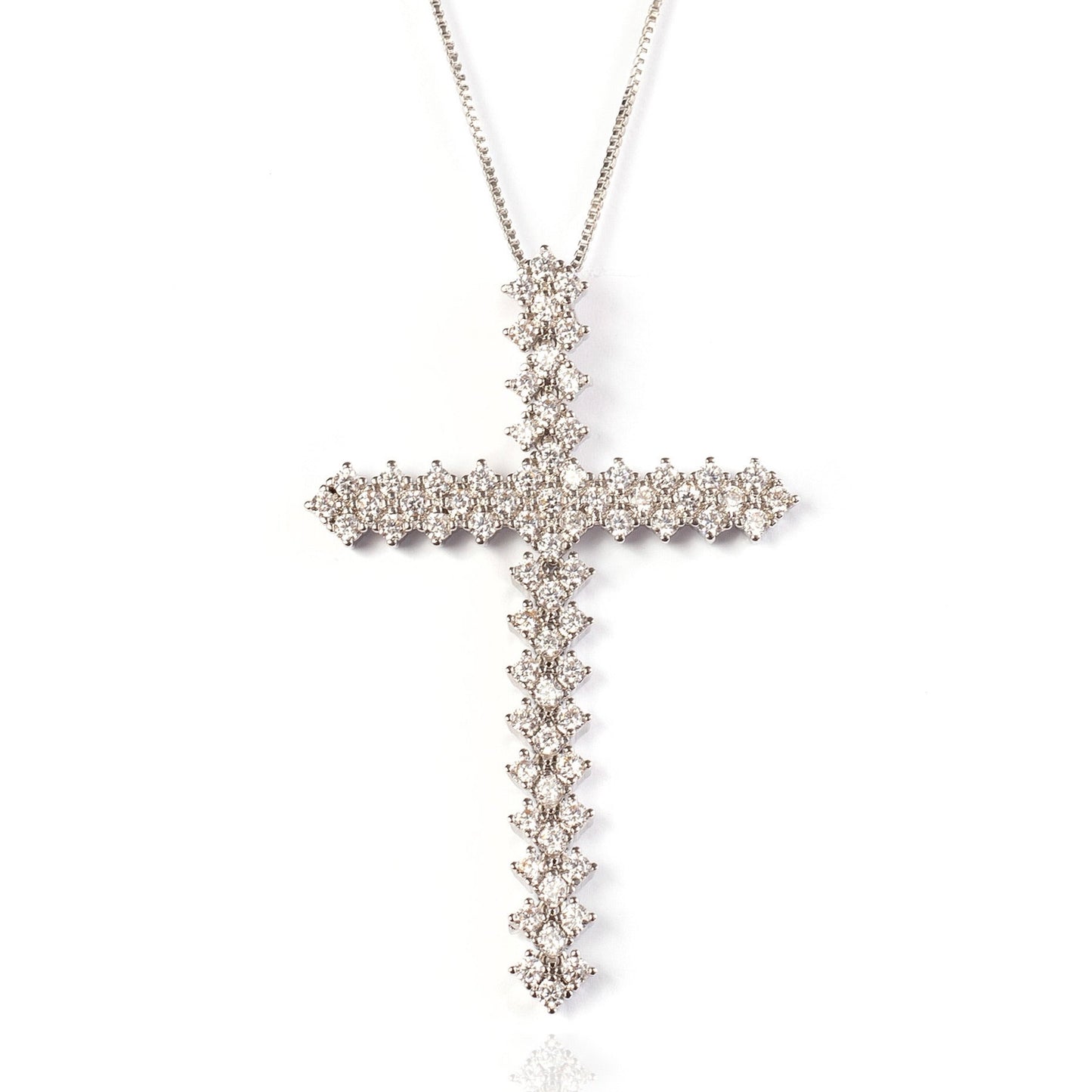 WHITE MOVABLE CROSS | White Rhodium Plated