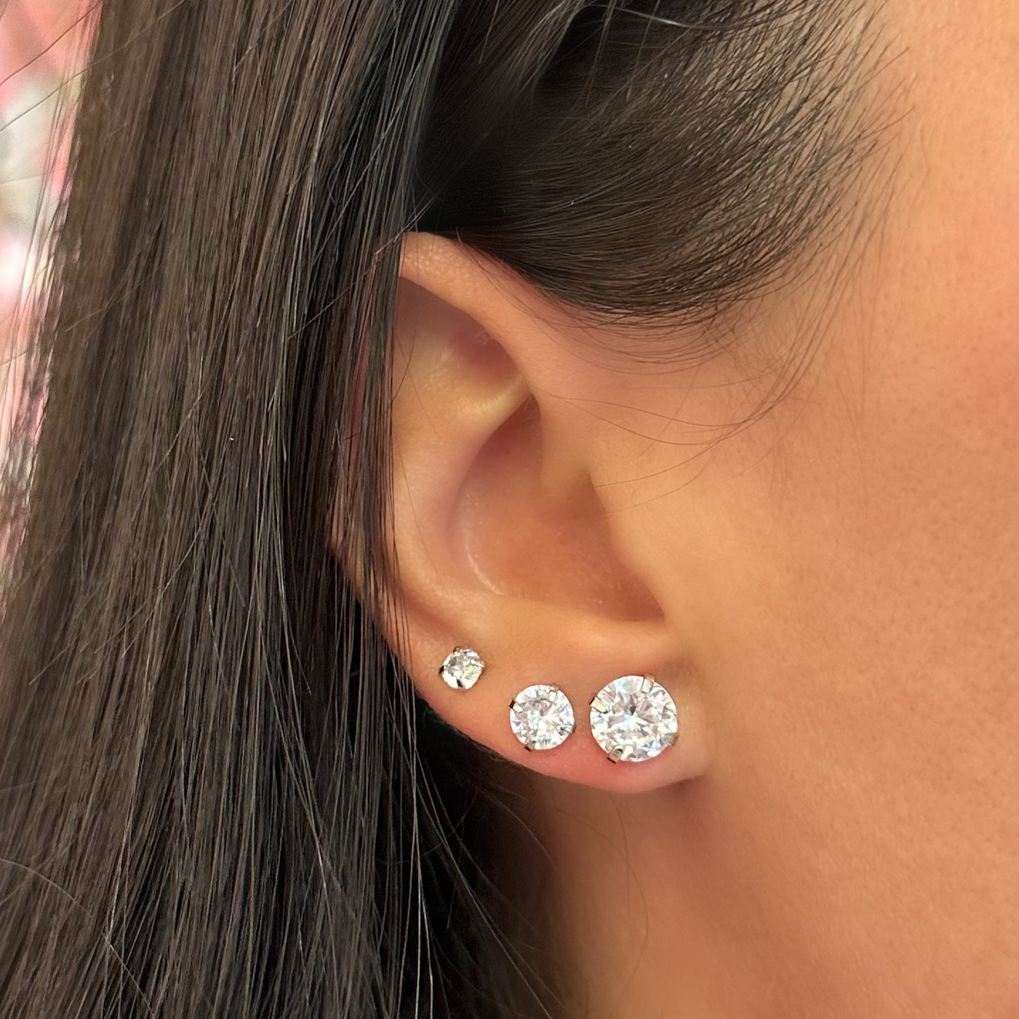 CIRCLE TRIO EARRINGS | White Rhodium Plated