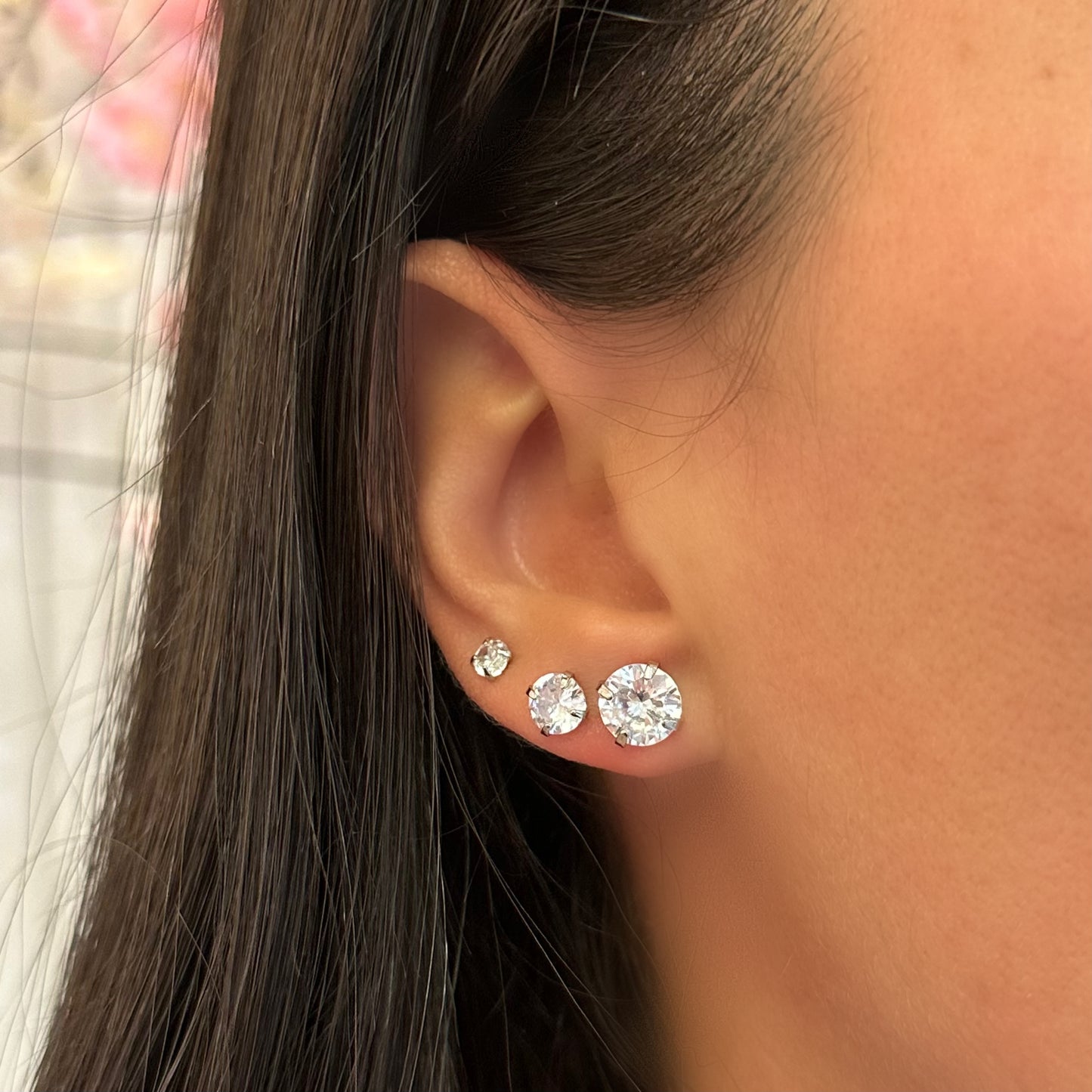 CIRCLE TRIO EARRINGS | White Rhodium Plated