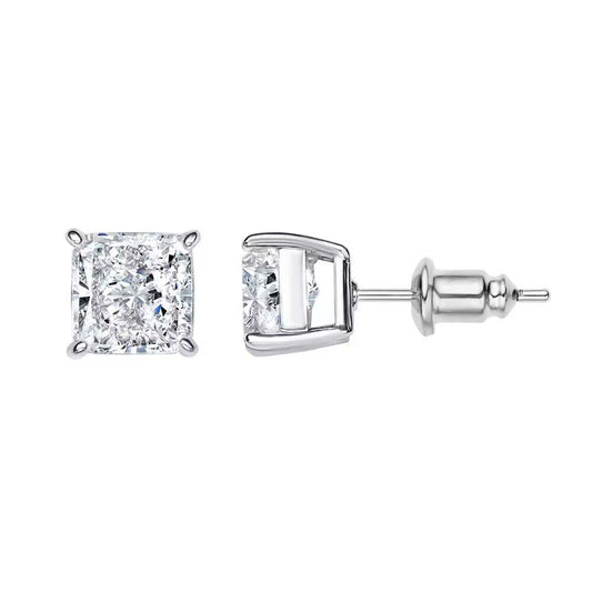 LIKE A DIAMOND SMALL SQUARE EARRINGS | White Rhodium Plated