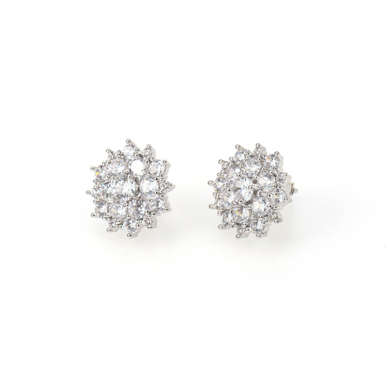 FANCY FLOWER EARRINGS | White Rhodium Plated