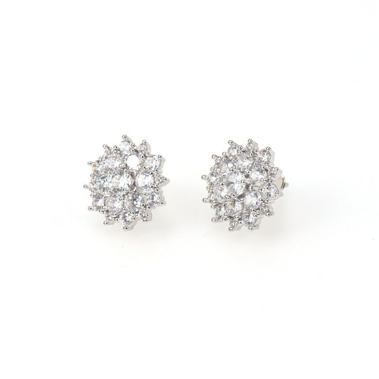 FANCY FLOWER EARRINGS | White Rhodium Plated