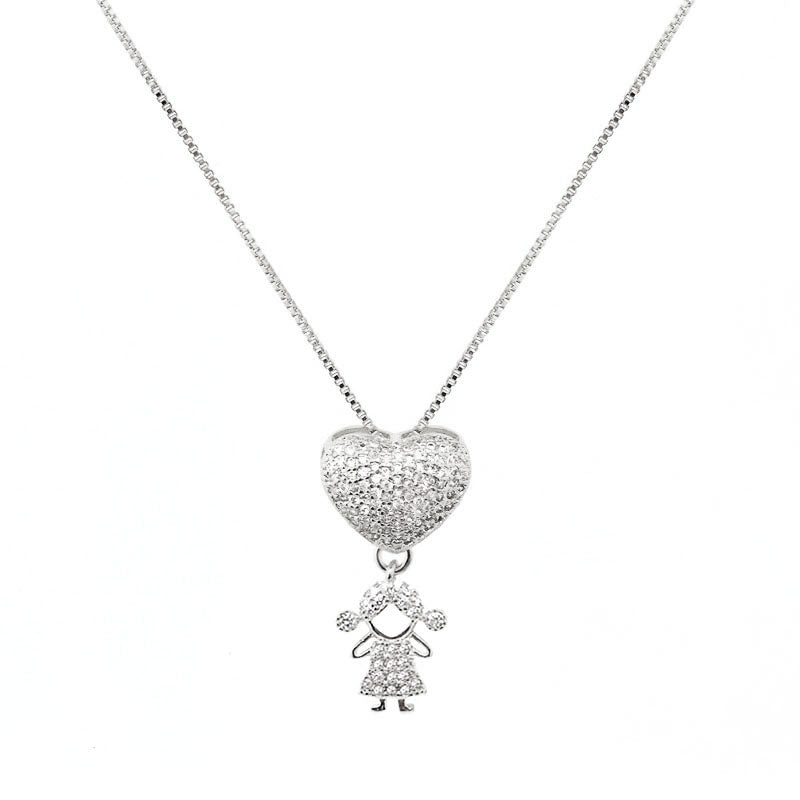 GIRL NECKLACE | Double White Rhodium Plated