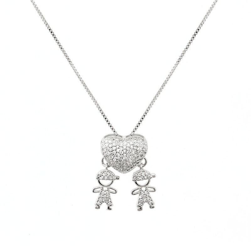 BOY & BOY NECKLACE | Double White Rhodium Plated