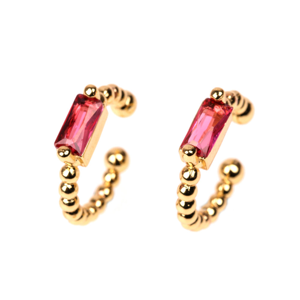 PAIR OF PINK FAKE PIERCING | 18K Gold Plated