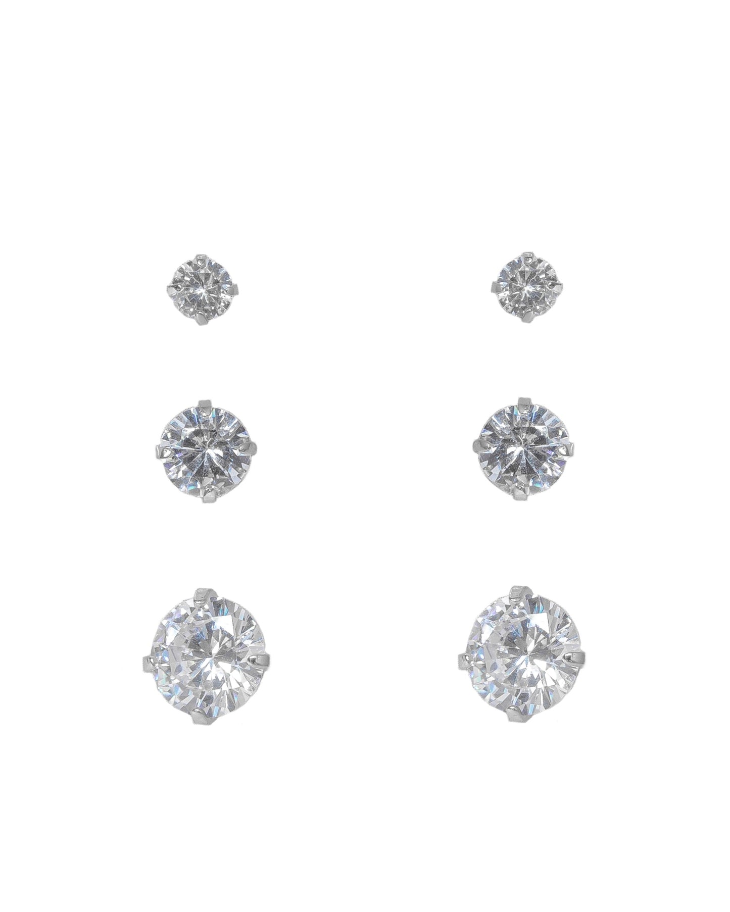 CIRCLE TRIO EARRINGS | White Rhodium Plated