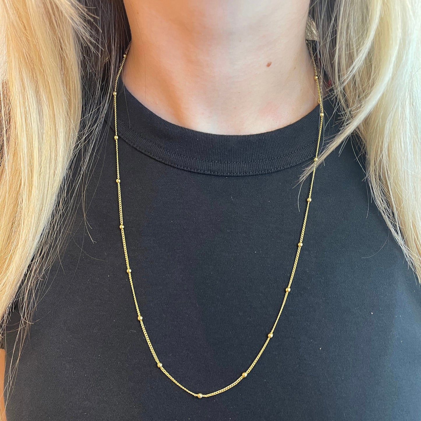 Little Balls Long Necklace Chain 24" Inches | 18k Gold Plated