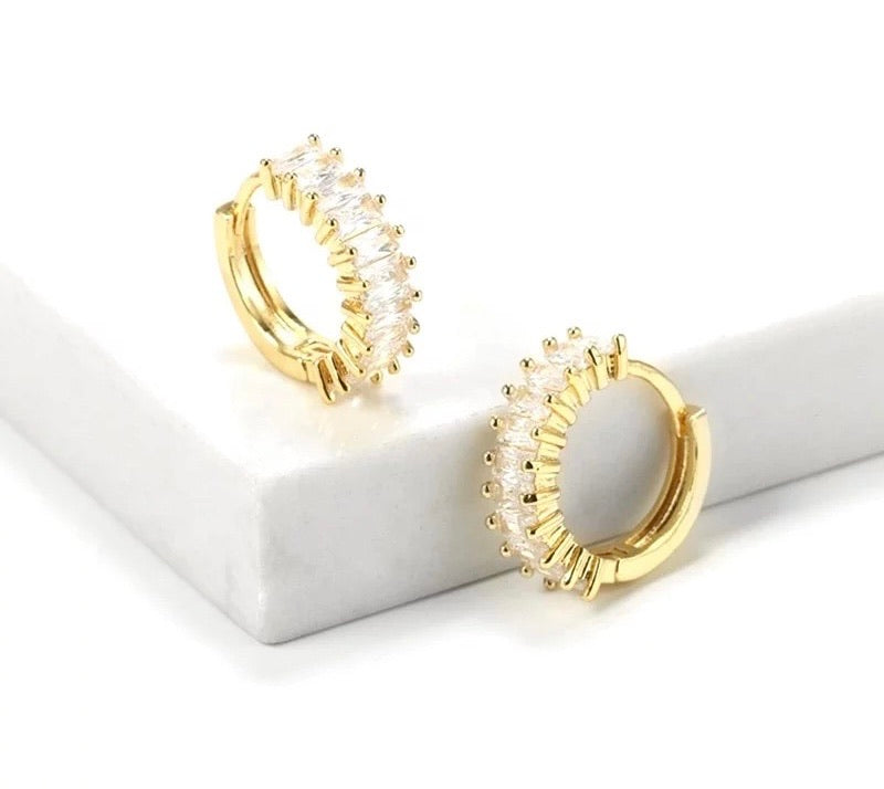 STUDDED HOOPS EARRINGS | Double 18K Gold Plated